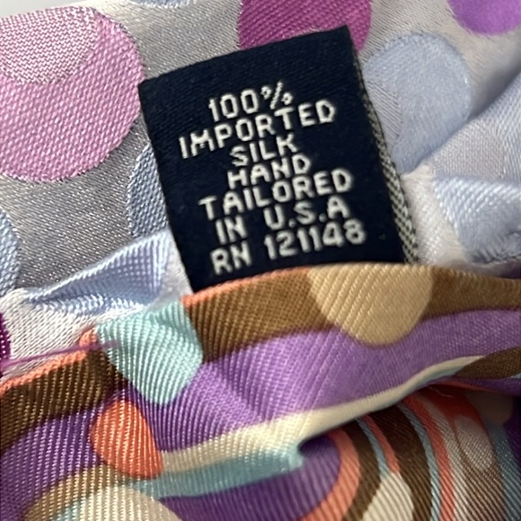 Ted Baker 110% Silk Polka Dot Tie Silver Purple Blue Pink - Picture 6 of 6